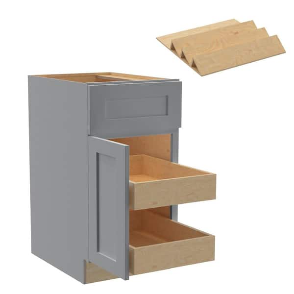 Home Decorators Collection Newport 18 in. W x 24 in. D x 34.5 in. H Assembled Plywood Base Kitchen Cabinet in Pearl Gray with 2ROT Spice LH