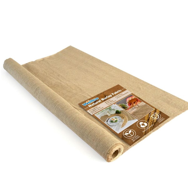 Wellco 5.3 ft. x 15 ft. 8.3 oz. Natural Burlap Fabric for Weed Barrier, Raised Bed, Seed Cover, Tree Wrap Burlap