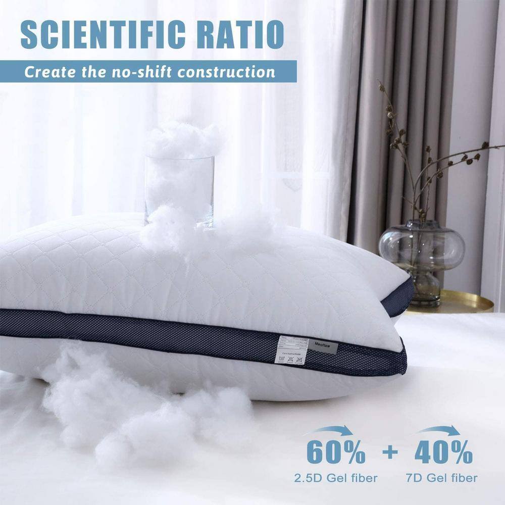 Queen Size White Microfiber Gel Memory Foam Pillows, Set of 2