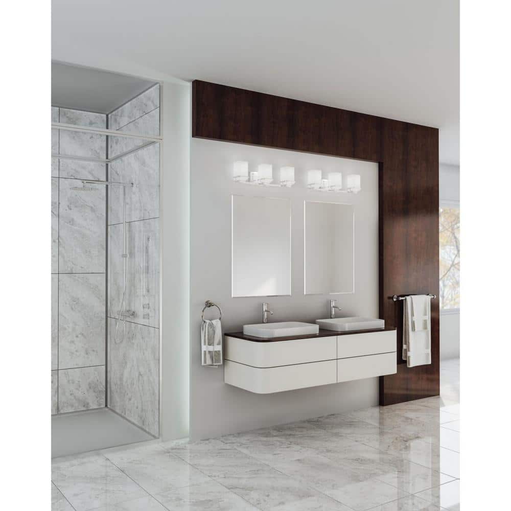 Polished Chrome 3-Light Bath Vanity with Etched Opal Glass