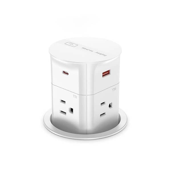 3.15 Retractable Countertop Outlet with 15W Wireless Charger and 20W USB-C Power Delivery 800J Surge Protection