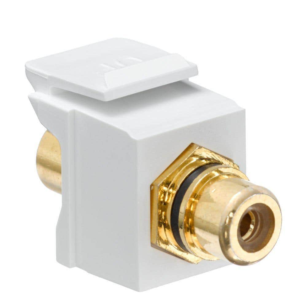 Leviton QuickPort RCA Gold-Plated Connector Black Stripe, White