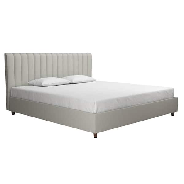 Brittany Light Gray Linen King Upholstered Bed
