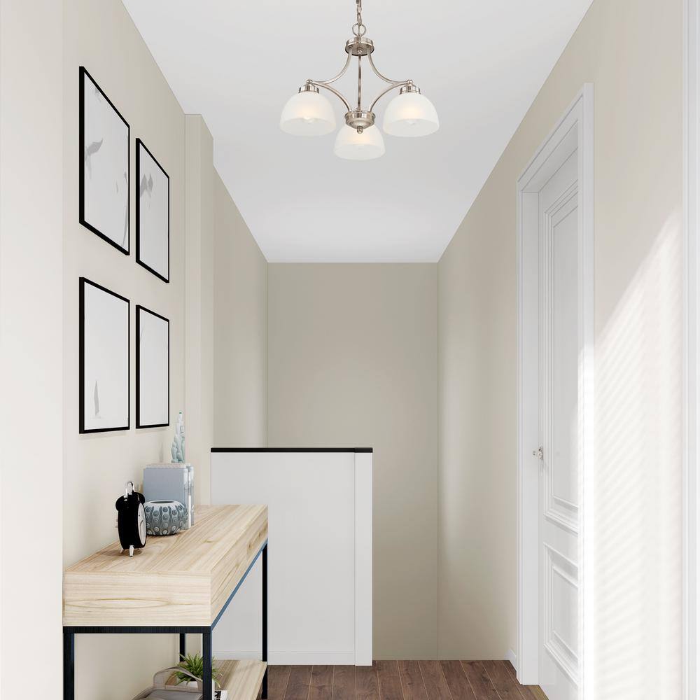 Somerset Mini 3-Light Chandelier in Brushed Nickel with Satin Glass