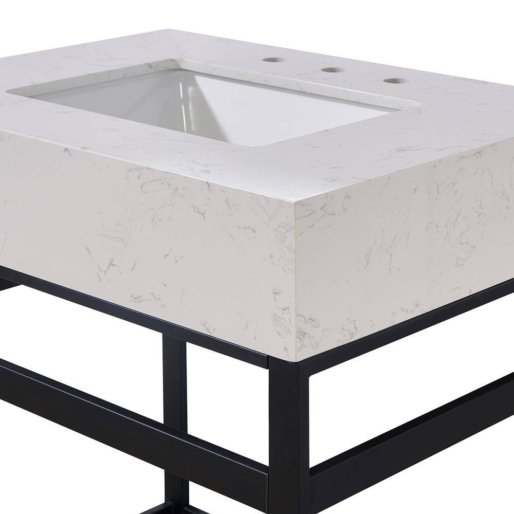 30" White Ceramic Vanity Top with Sink