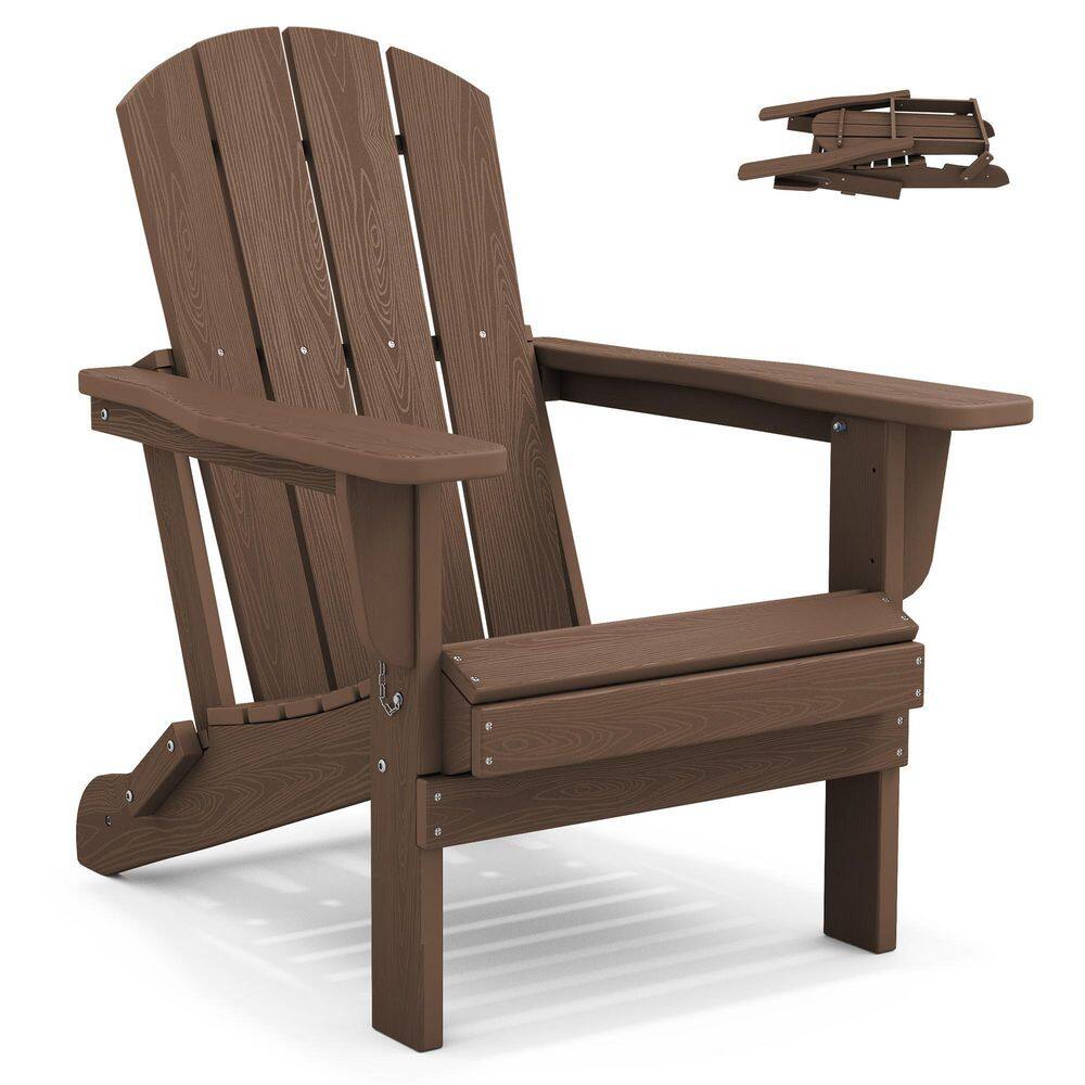 All-Weather HDPE Folding Adirondack Chair with Wood-Grain Look in Brown price history on PriceWatchPro