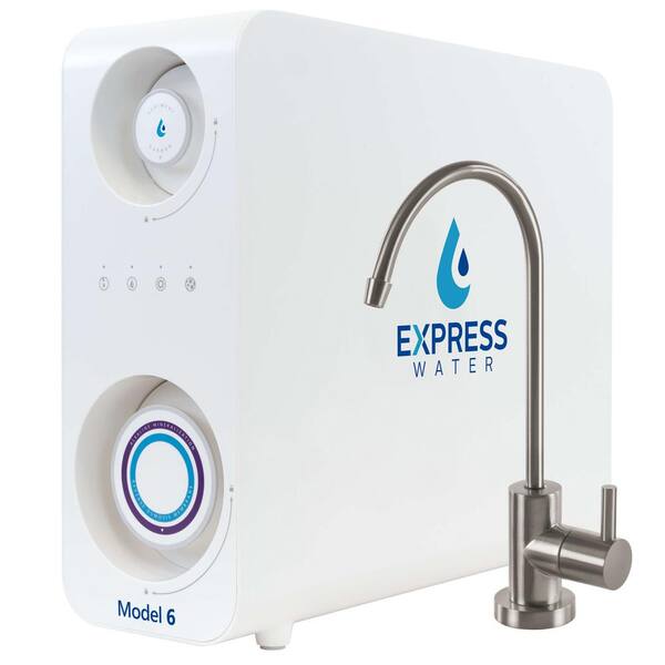 Express Water Tankless Reverse Osmosis Water Filtration System with Alkaline Remineralizer, 600 GPD, Brushed Nickel, 2:1 Pure to Drain
