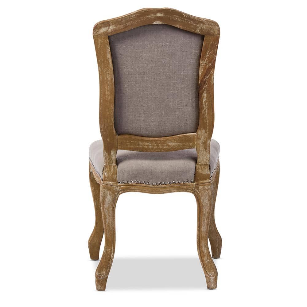 Elegant Beige Linen and Weathered Oak Parsons Side Chair