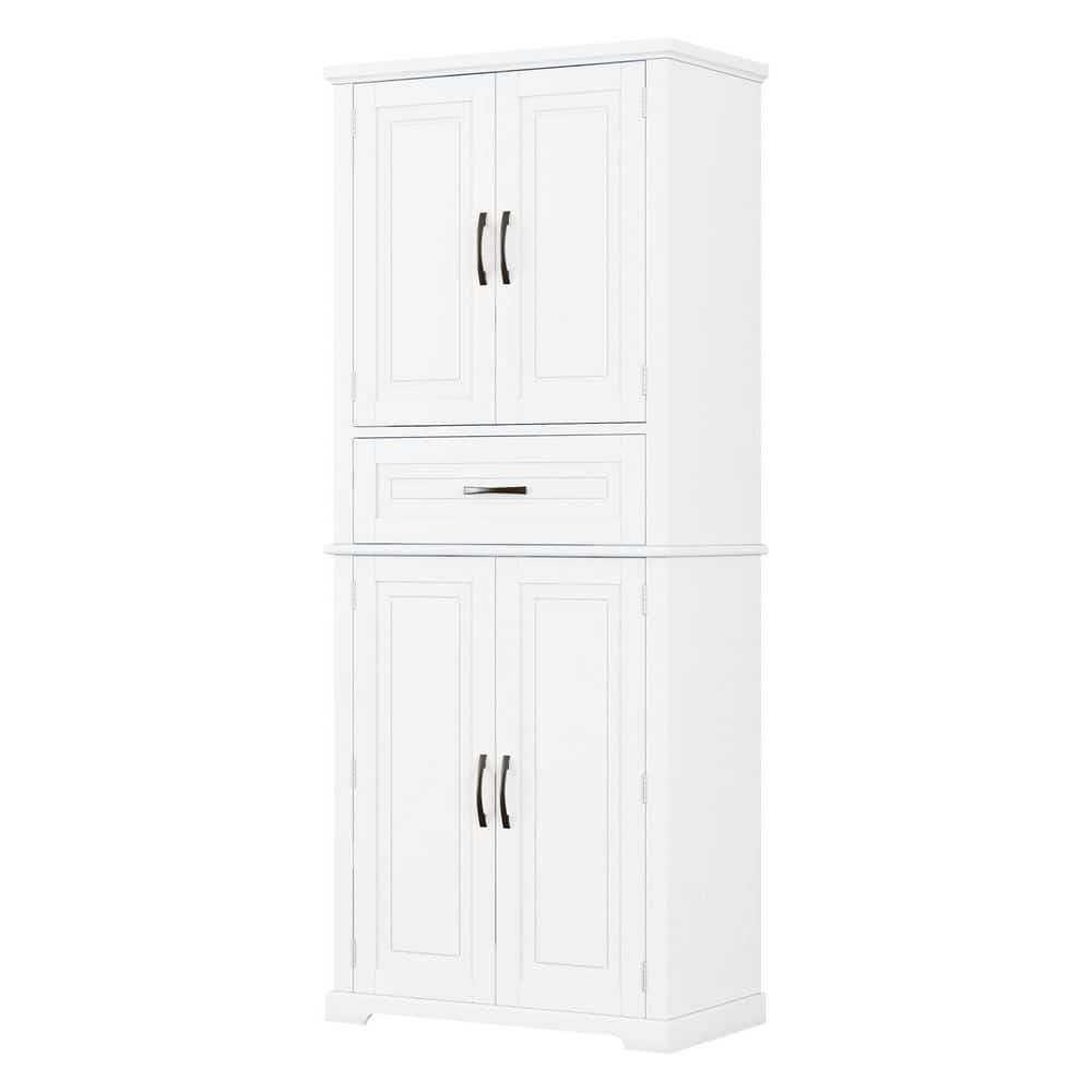30 in. W x 15.7 in. D x 72 in. H White Linen Cabinet with Drawer and Adjustable Shelf