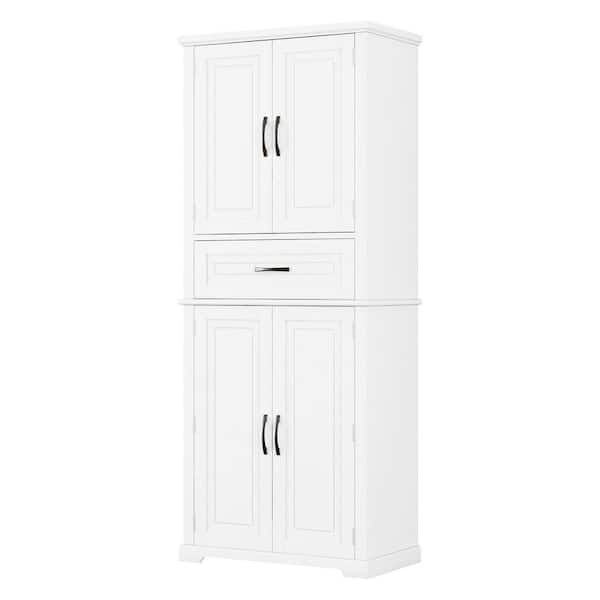JUJABU 30 in. W x 15.8 in. D x 72.5 in. H White Linen Cabinet with