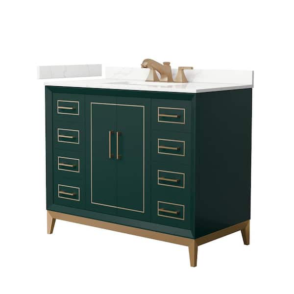 Wyndham Collection Marlena 42 in. W x 22 in. D x 35.25 in. H Single Bath Vanity in Green with Giotto Quartz Top