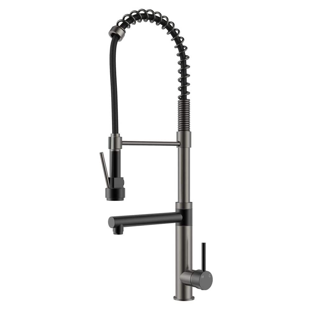 HOMLUX Single Handle Pull Down Sprayer Kitchen Faucet And Pot Filler In   Matte Black Grey Homlux Pull Down Kitchen Faucets 84d9004a26 64 1000 