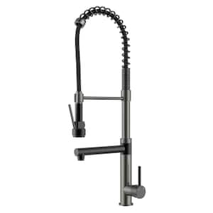 Single-Handle Pull-Down Sprayer Kitchen Faucet and Pot Filler in Matte Black/Grey