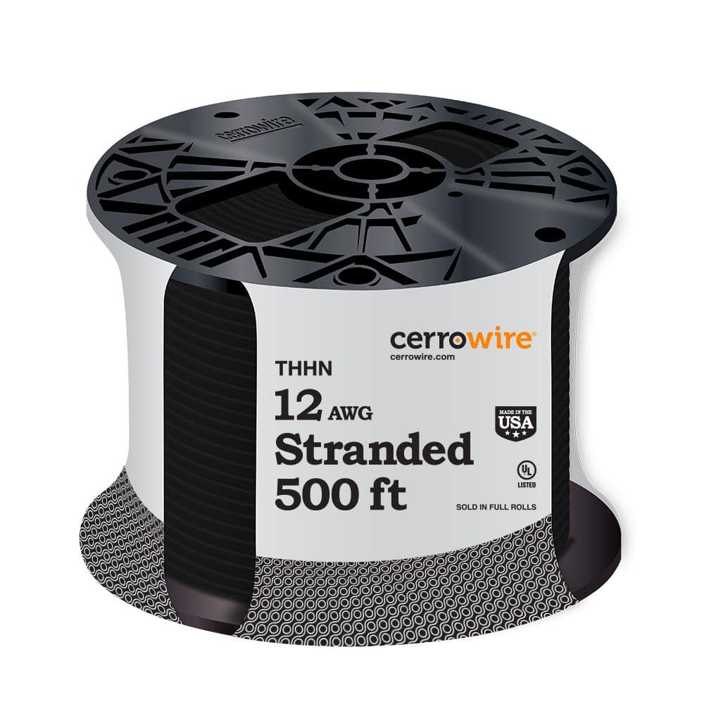 Cerrowire 100 ft. 10 Gauge Black Stranded Copper THHN Wire 112-3871C - The  Home Depot