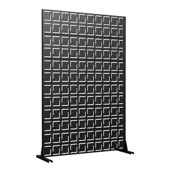Outdoor Privacy Fence 47 in. L x 16 in. W x 72 in. H Black Galvanized Steel Garden Privacy Screen