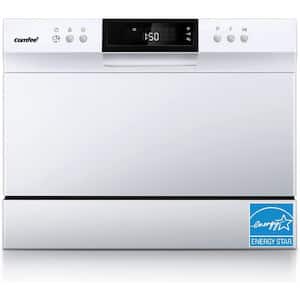 21.6 in. White Electronic Countertop 120V Dishwasher with 8-Cycles, 6 Place Settings Capacity