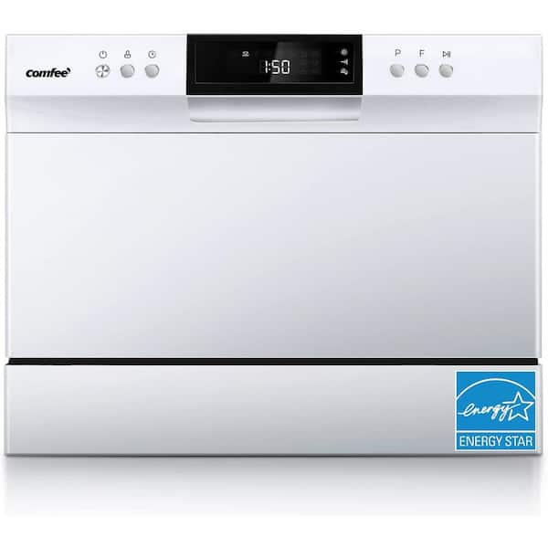 Comfee' 21.6 in. White Electronic Countertop 120V Dishwasher with 8 ...