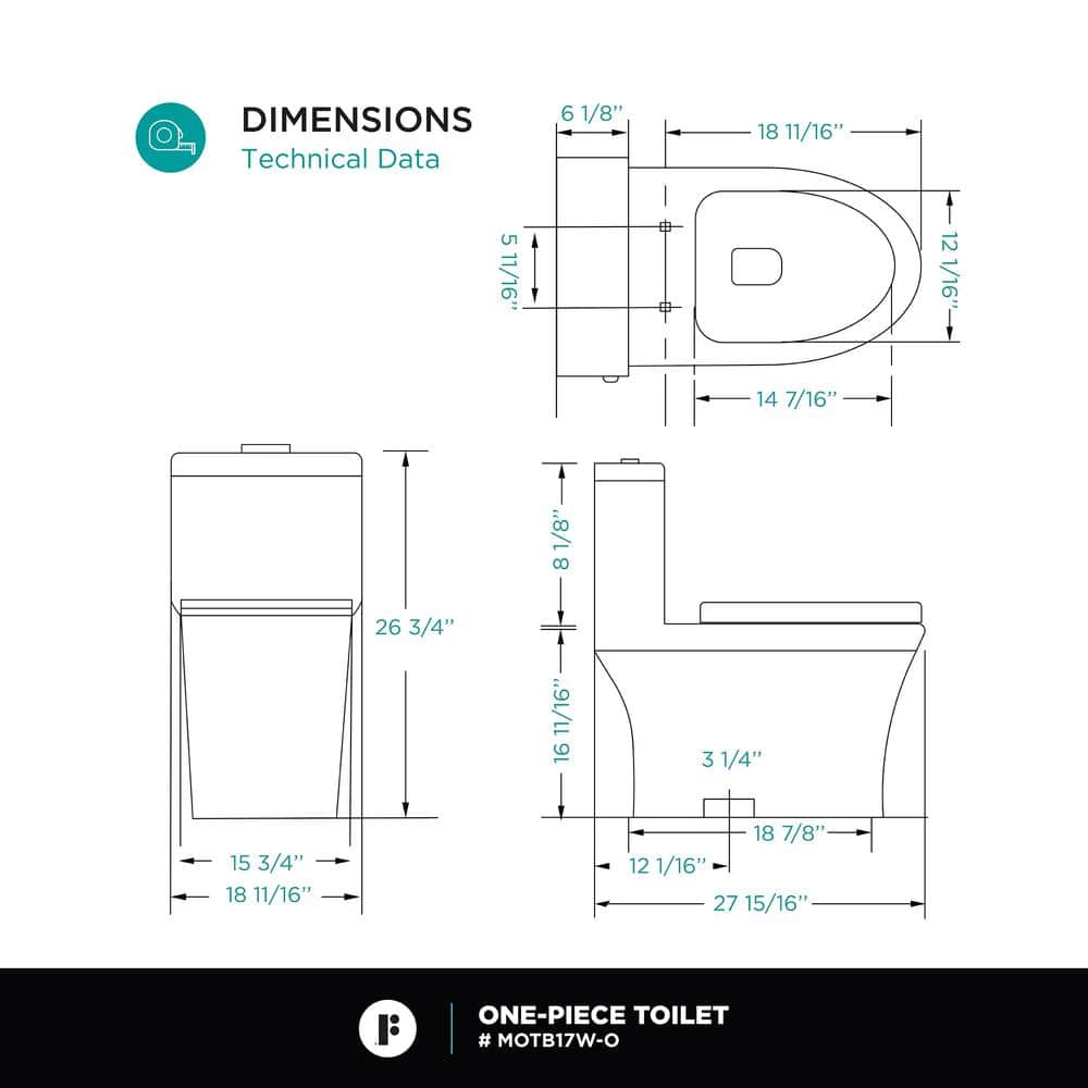 Black Matte Elongated Free Standing Dual Flush Toilet