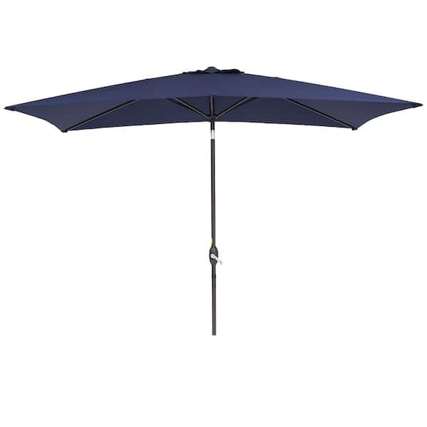 Unbranded 10 ft. x 6.5 ft. Outdoor Market Tilt Patio Umbrella in Navy Blue with Crank