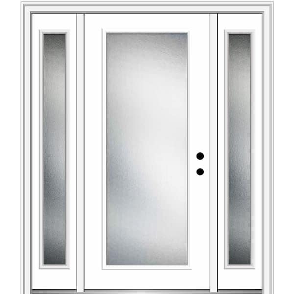 MMI DOOR 68.5 in. x 81.75 in. Micro Granite Left-Hand Inswing Full Lite Decorative Primed Steel Prehung Front Door w/ Sidelites
