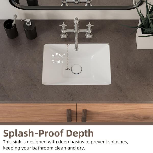 Los Flexi 18 in. Undermount Bathroom Sink Rectangle in White