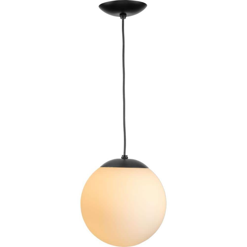 Atwell Matte Black and Opal Glass Globe Pendant Light