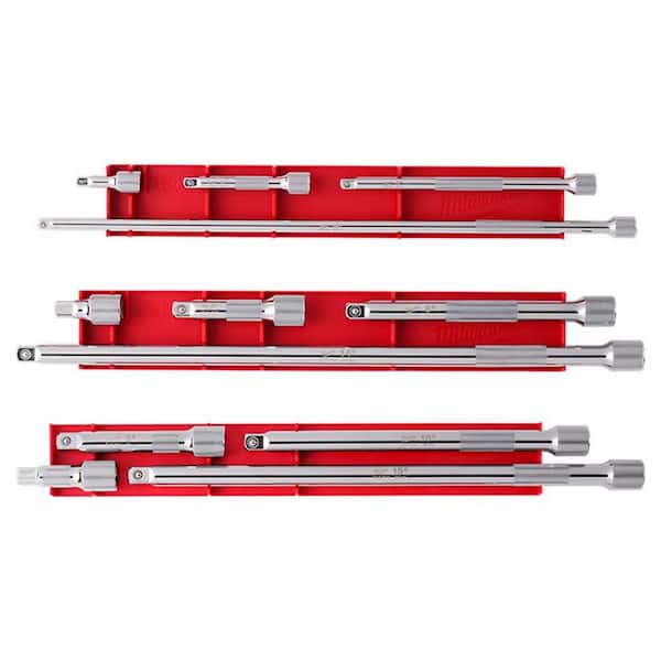 Milwaukee 1/4 in., 3/8 in., and 1/2 in. Drive Extension Set (12-Piece)