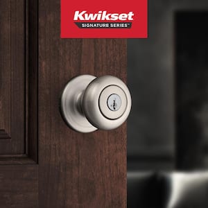 Juno Satin Nickel Entry Door Knob Featuring SmartKey Security with Microban Antimicrobial Technology