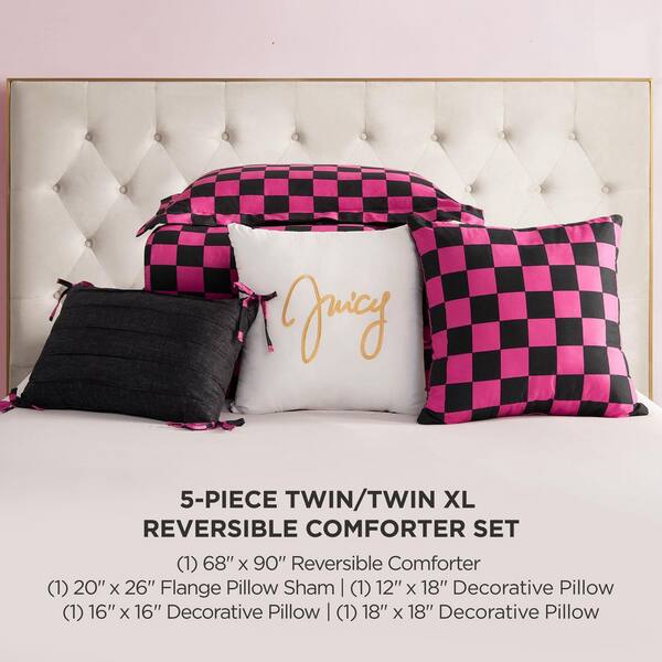 JUICY COUTURE Checkerboard 5-Piece Black/Hot Pink Geometric