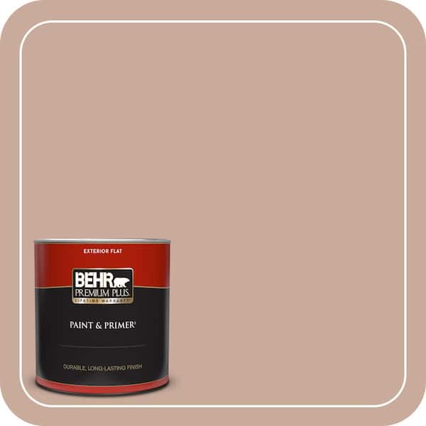 BEHR PREMIUM PLUS 1 qt. #ICC-97 Powdered Allspice Flat Exterior Paint & Primer
