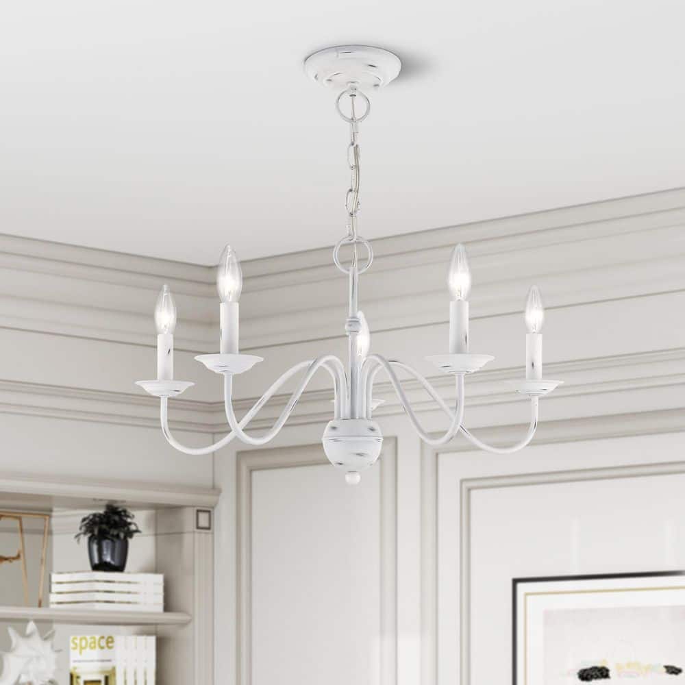 Riverview 5-Light Antique White Chandelier price history on PriceWatchPro