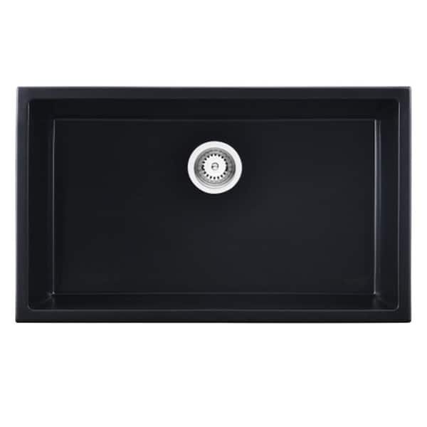 Unbranded Matte Black Quartz 30 in. Single Bowl Undermount Workstation Kitchen Sink with Faucet
