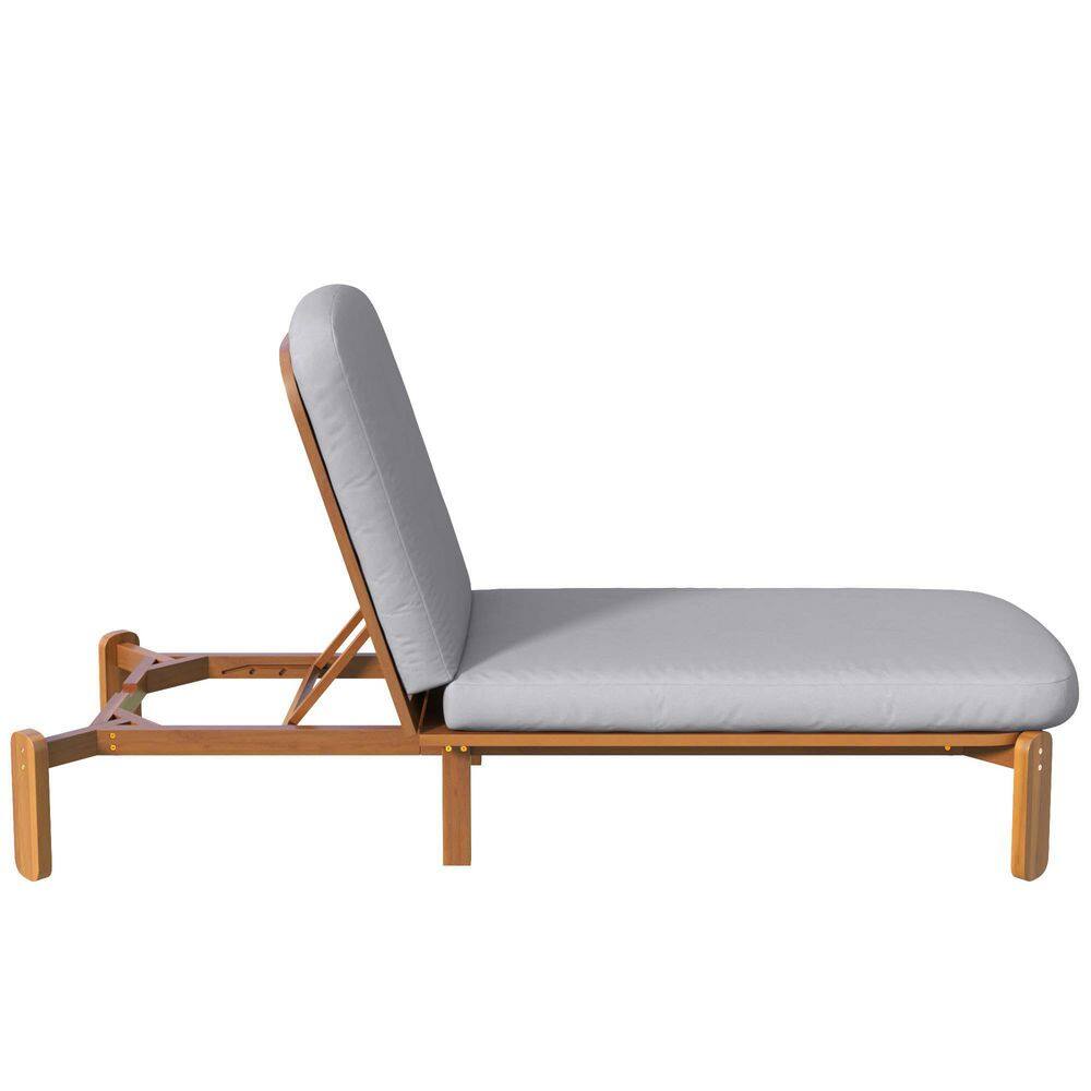 Hero shot of the acacia wood outdoor adjustable chaise lounge.