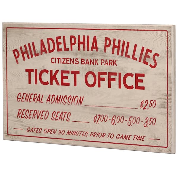 Philadelphia Phillies Vintage Ticket Office Wood Wall Decor