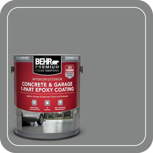 1 gal. Slate Gray Self-Priming 1-Part Epoxy Satin Interior/Exterior Concrete and Garage Floor Paint
