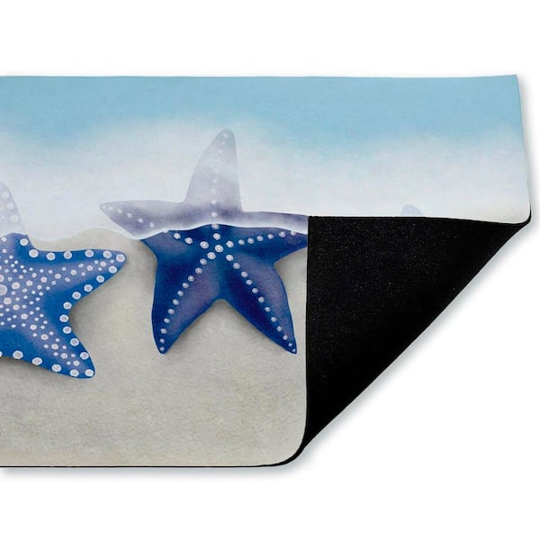 By the Shore Starfish Blue 18 in. x 30 in. Polyester Non-Slip Outdoor Door Mat