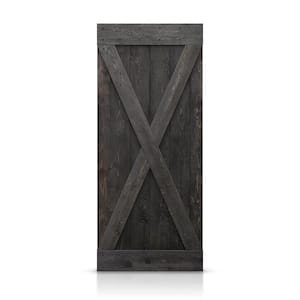 38 in. x 84 in. Distressed X Series Charcoal Black Solid Knotty Pine Wood Interior Sliding Barn Door Slab