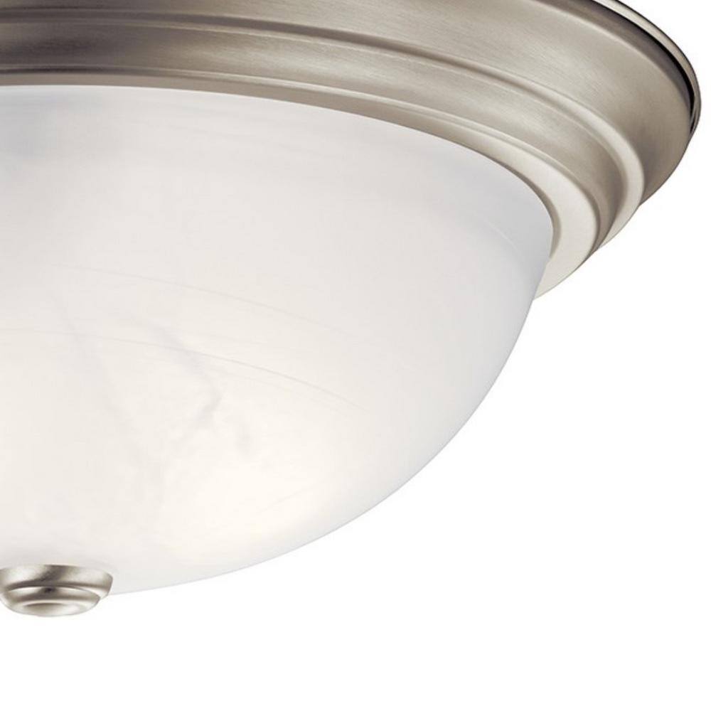 Transitional 15'' Distressed Bronze Flush Mount Ceiling Light with White Dome Shade