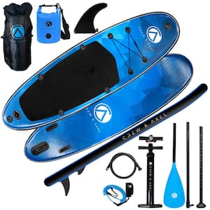 Inflatable Stand Up Paddle Board Non Slip SUP W Backpack, 3 Fins, Paddle, Pump (10 ft. x 33 in. x 6.2 in.) 17 lbs. Blue