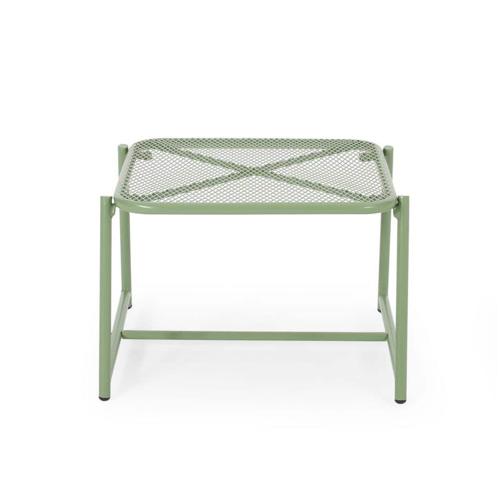 Kincaid Green 19.5 in. Metal Outdoor Side Table Accent Table All-weather Pa