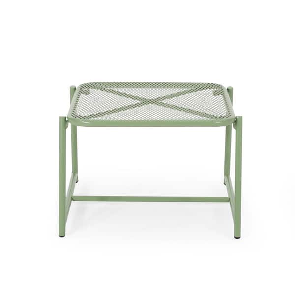 Unbranded Kincaid Green 19.5 in. Metal Outdoor Side Table Accent Table All-weather Patio Coffee Table for Garden Backyard Balcony