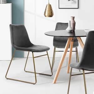 20 in. Modern Industrial Velvet Metal Frame Dining Chairs, Set of 2 - Charcoal Gray