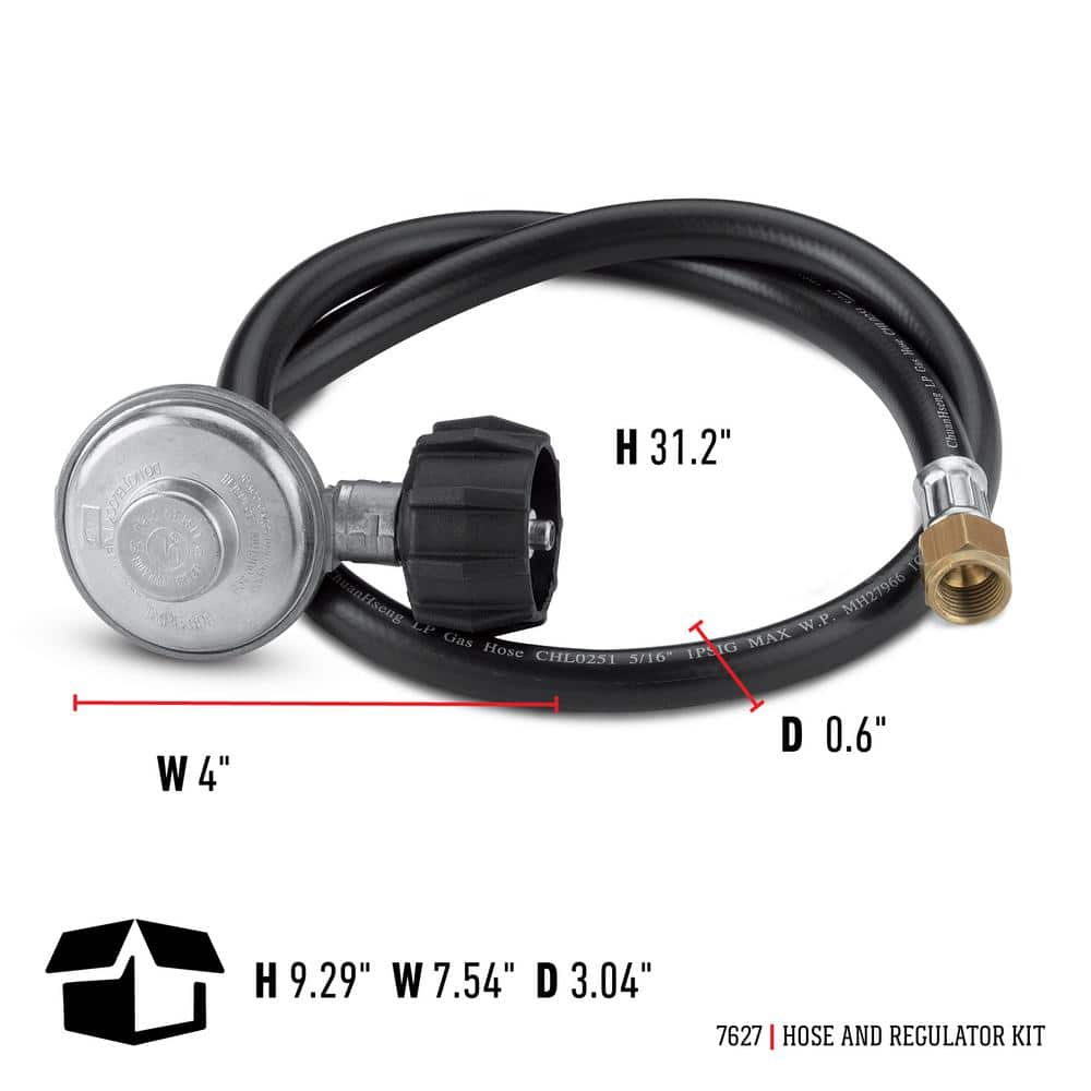30-Inch Black Hose and Regulator Kit for Gas Grills