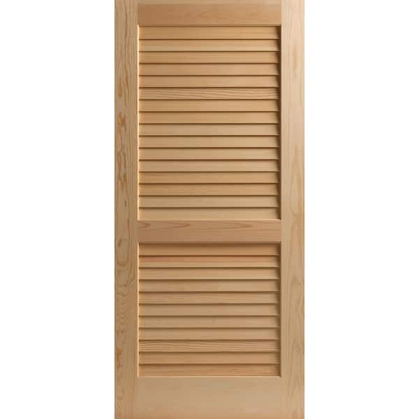 Masonite 32 in. x 80 in. Plantation Smooth Full-louvered Solid Core Unfinished Pine Interior Door Slab
