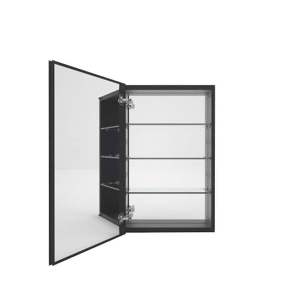 LuminaCare 19 in. W x 30 in. H Rectangular Silver Aluminum Medicine Cabinet with Mirror