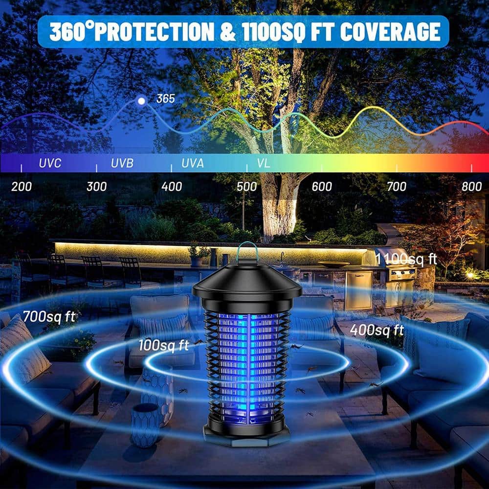 Black Electric Bug Zapper Lantern for Indoor and Outdoor Use