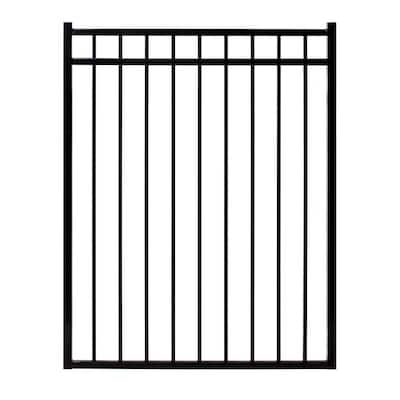 Versai Flat Top Design 5 ft. W x 4.5 ft. H Gloss Black Steel Fence Gate for Pool Application
