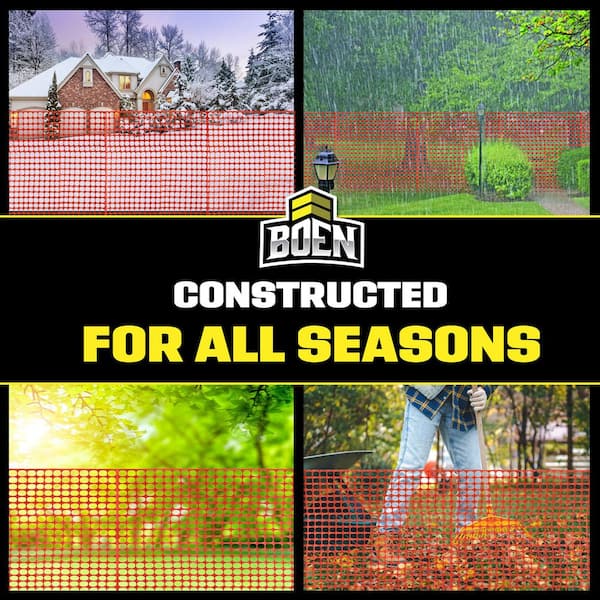 BOEN 4 ft. x 100 ft. Orange Heavy-Duty Diamond Grid Construction Snow/Safety Barrier Fence