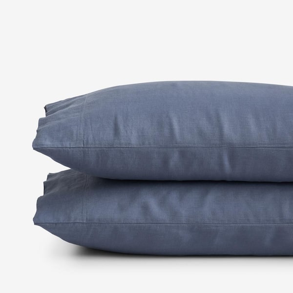 The Company Store Legends Hotel Denim Blue Washed Linen Standard Pillowcases (Set of 2)