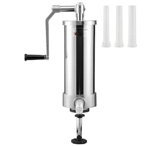 3 L Sausage Stuffer, 5 lbs. Capacity, 304 Stainless Steel Vertical Filling Machine with 3-Tubes, Suction Base Crank